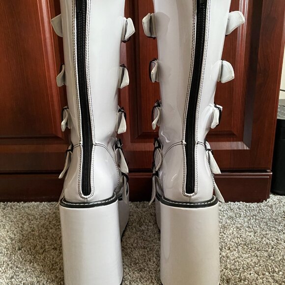 YRU Dune Yin Yang Buckle Wedge Platform Boots - Picture 3 of 11